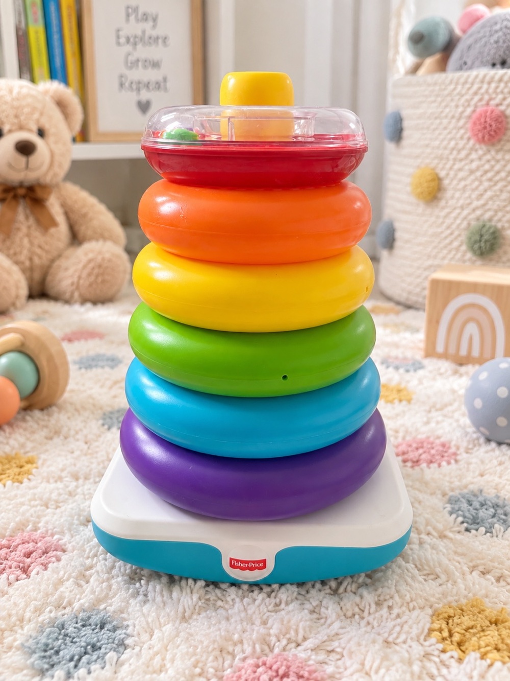 Fisher-Price Rainbow Stacking Rings Baby Toddler Toy
